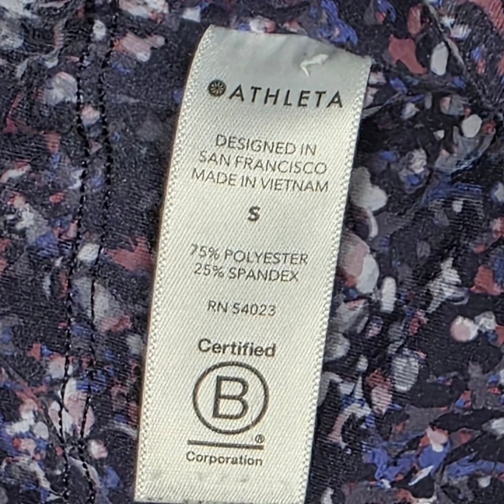 Athleta Rainier Printed Mesh Size S Purple Women High Rise Pocket Leggings - Picture 4 of 10